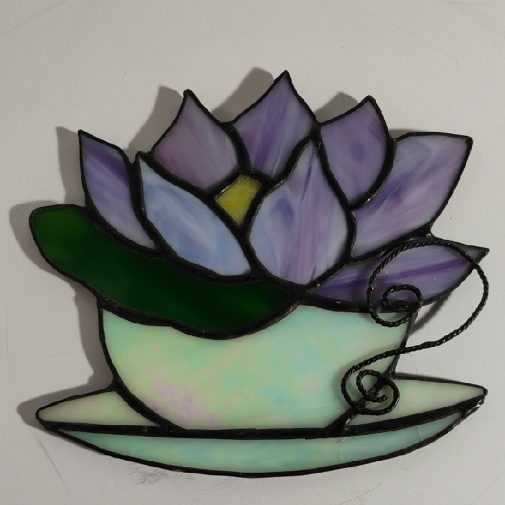 Stained Glass Lotus Flower Art Piece